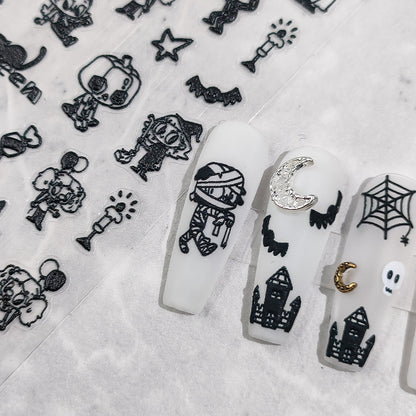 Halloween Party Black 5D Nail Stickers