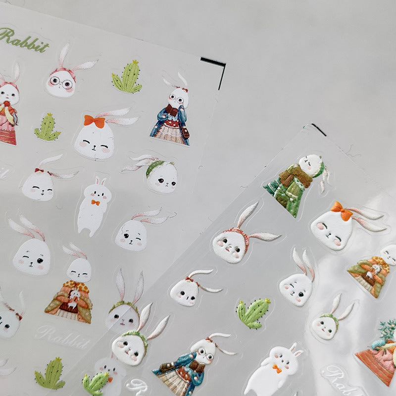 Cute Rabbits 5D Nail Stickers