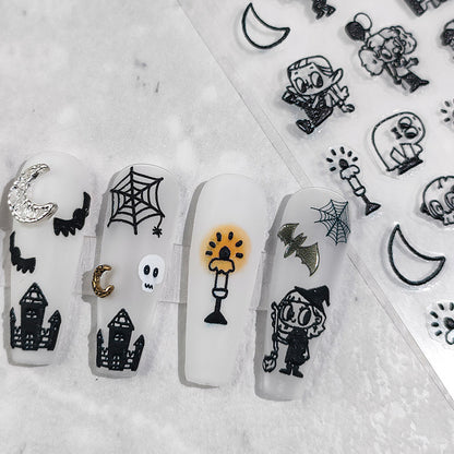 Halloween Party Black 5D Nail Stickers