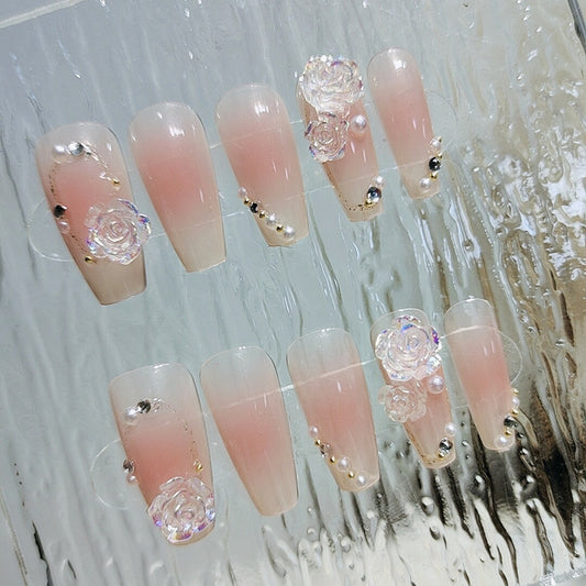 Pearl Camellia Press on Nails