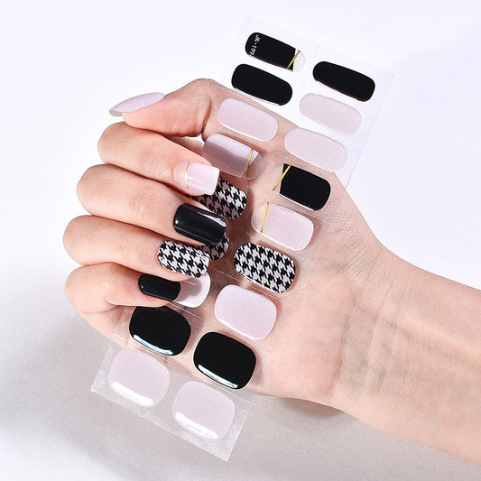 Black Houndstooth Gel Nail Polish Strips