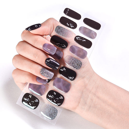 Black Sparkle Gel Nail Polish Strips