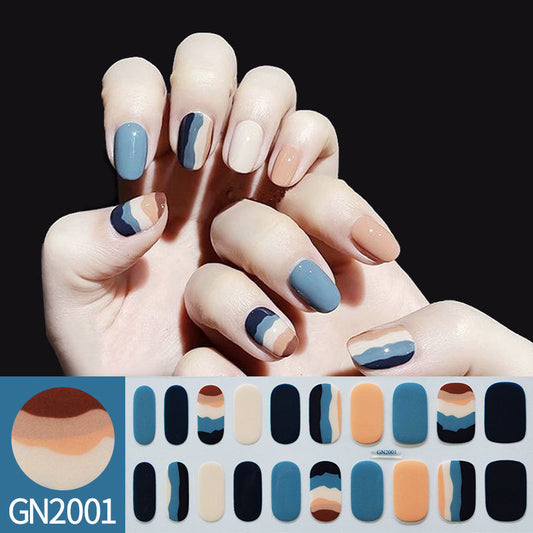 Cute Blue No UV Light Gel Nail Polish Strips