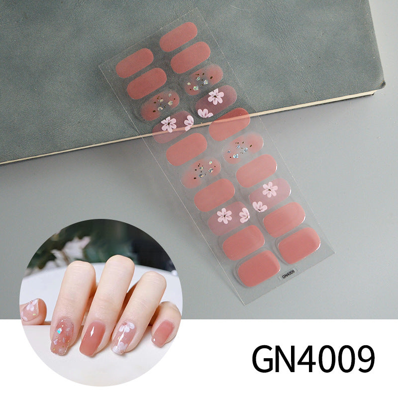 Pink Flower No UV Light Gel Nail Polish Strips