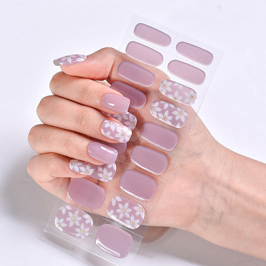 Purple Flower Gel Nail Polish Strips