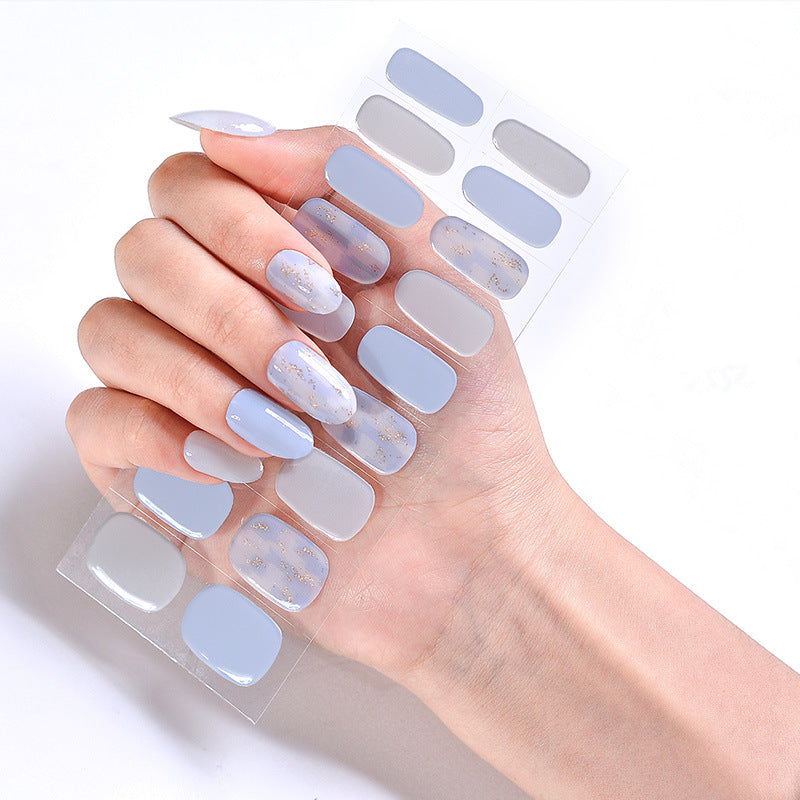 Light Blue Marbling Gel Nail Polish Strips