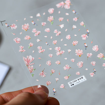 Magnolia Flower 5D Nail Stickers