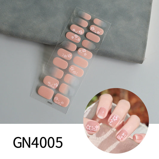 Pink Flower No UV Light Gel Nail Polish Strips