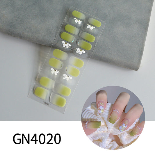 Green Flower Daily No UV Light Gel Nail Polish Strips