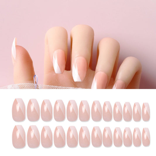 Pink and White Daily Press on Nails